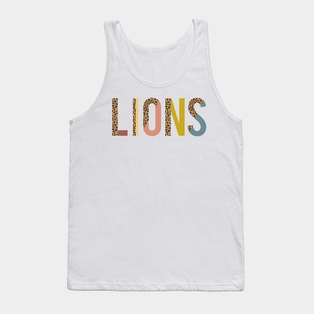 Lions Team spirit shirt, Lions Pride tee for Lion Mom Teacher Coach, Mascot tshirt gift Tank Top by The Mellow Cats Studio